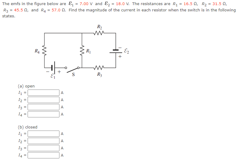 Solved The emfs in the figure below are ε1=7.00 V and | Chegg.com