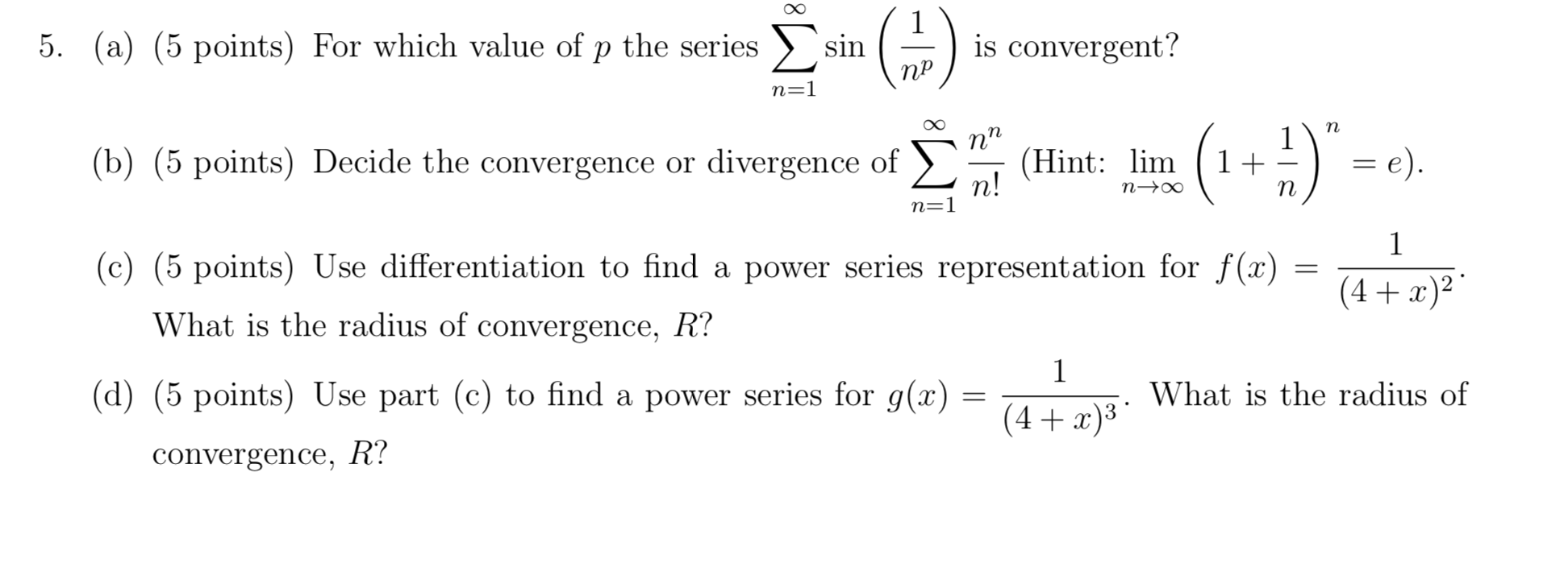 Solved 5 A 5 Points For Which Value Of P The Series Chegg Com