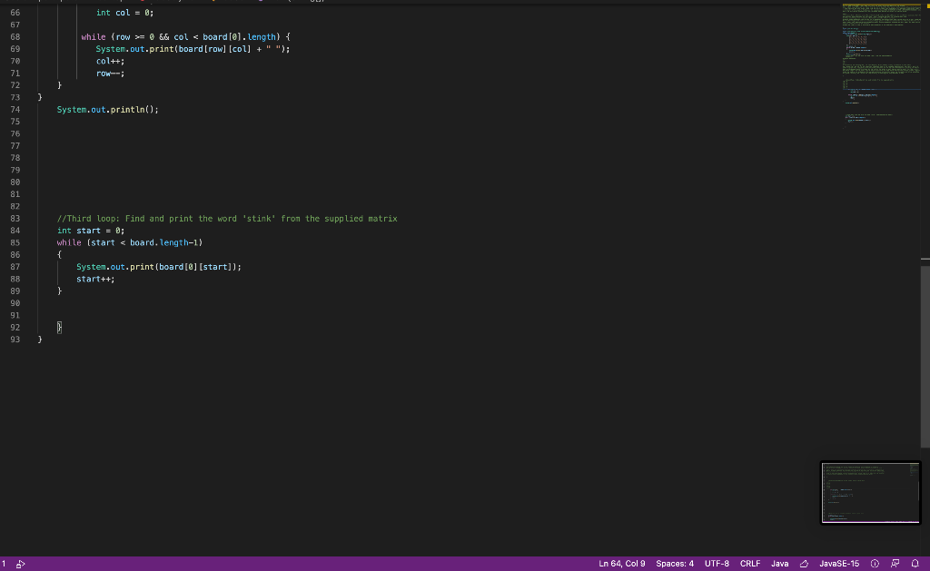 Solved I need to print the diagonal from a matrix in java | Chegg.com