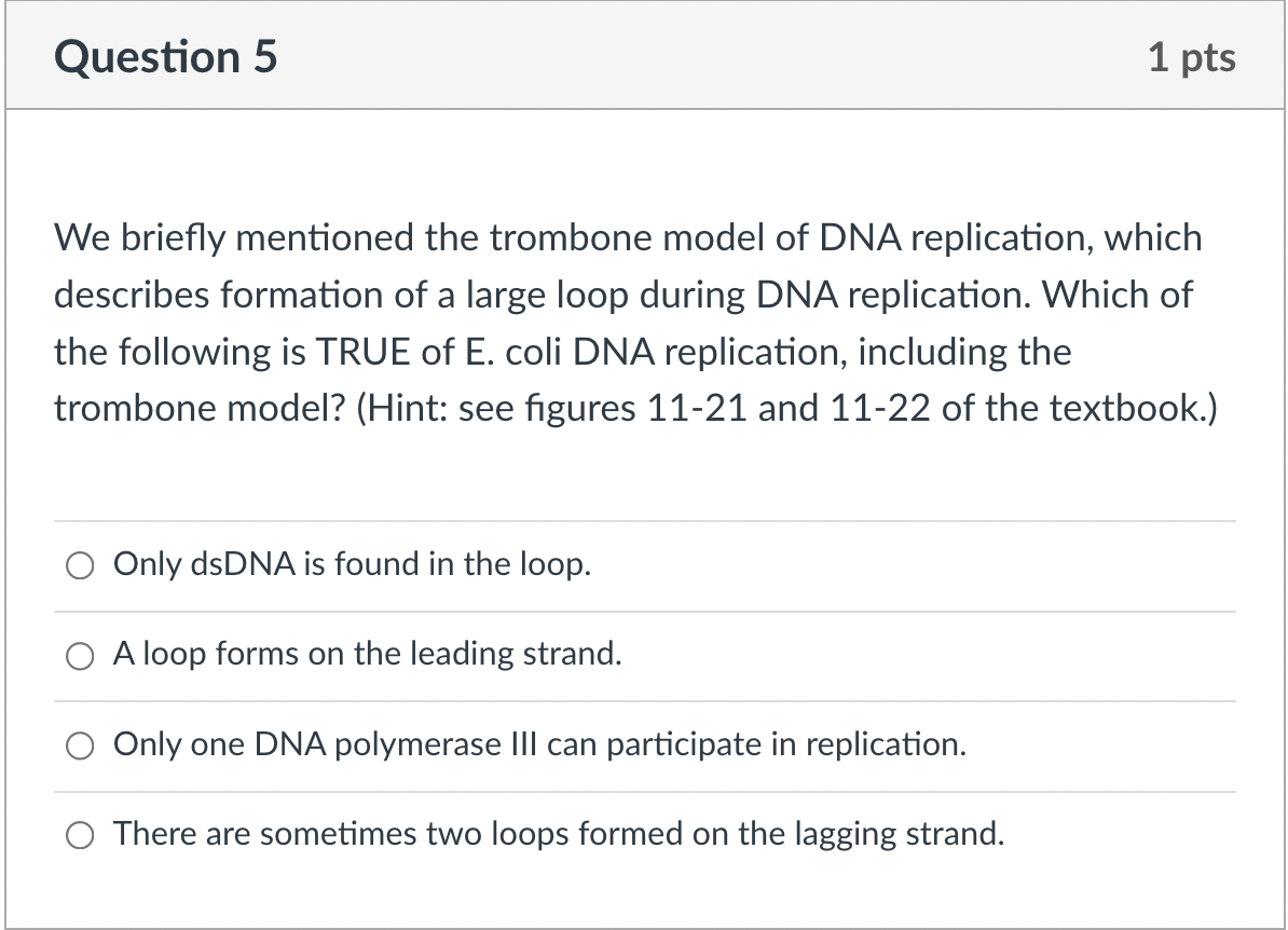 Solved We briefly mentioned the trombone model of DNA | Chegg.com