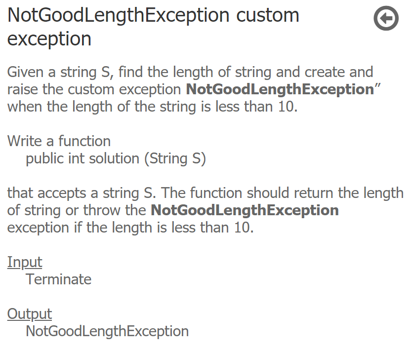Solved NotGoodLengthException custom exception Given a | Chegg.com