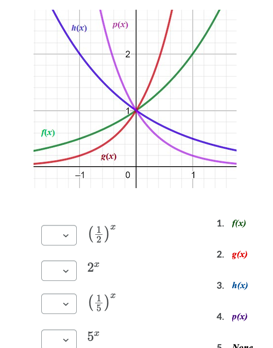 Solved Given the graph of the exponential function match the | Chegg.com