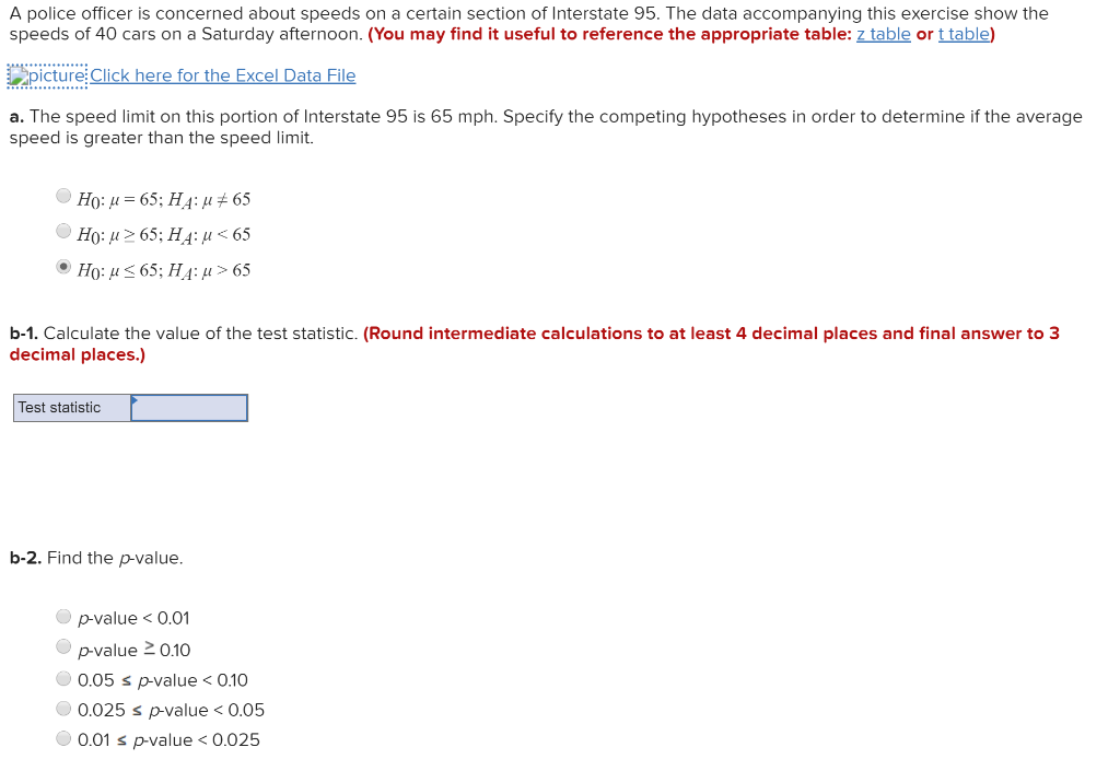 Solved A Police Officer Is Concerned About Speeds On A Ce Chegg Com