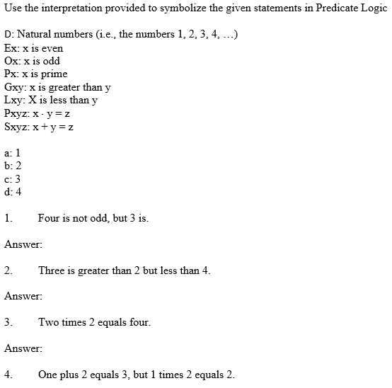 Use The Interpretation Provided To Symbolize The Chegg Com