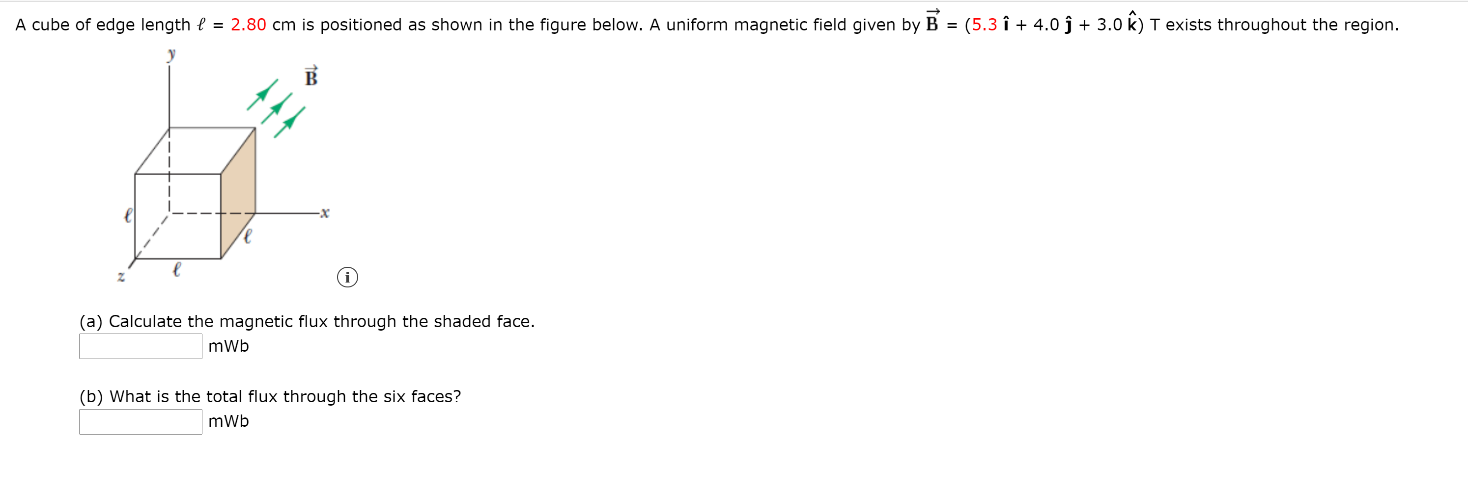 Solved A Cube Of Edge Length ? = 2.80 Cm Is Positioned As | Chegg.com