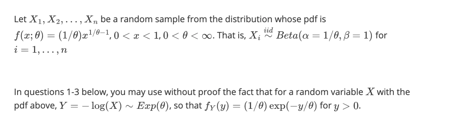 Solved Let X1,X2,…,Xn be a random sample from the | Chegg.com