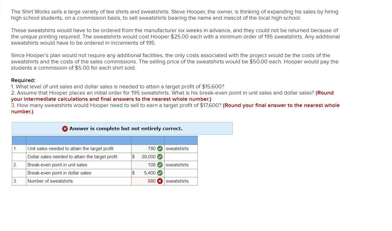 Solved The Shirt Works sells a large variety of tee shirts