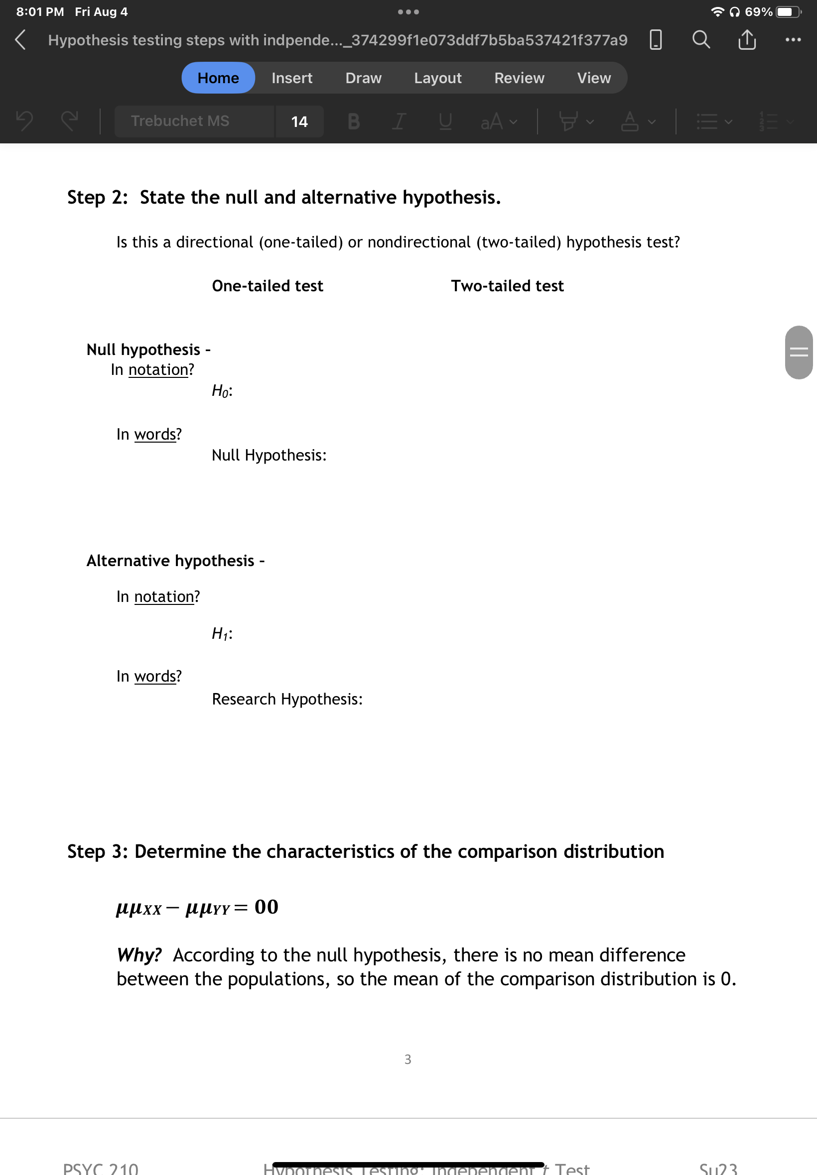 testing hypothesis quiz sta 210