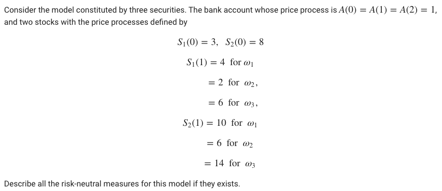 Consider the model constituted by three securities. | Chegg.com