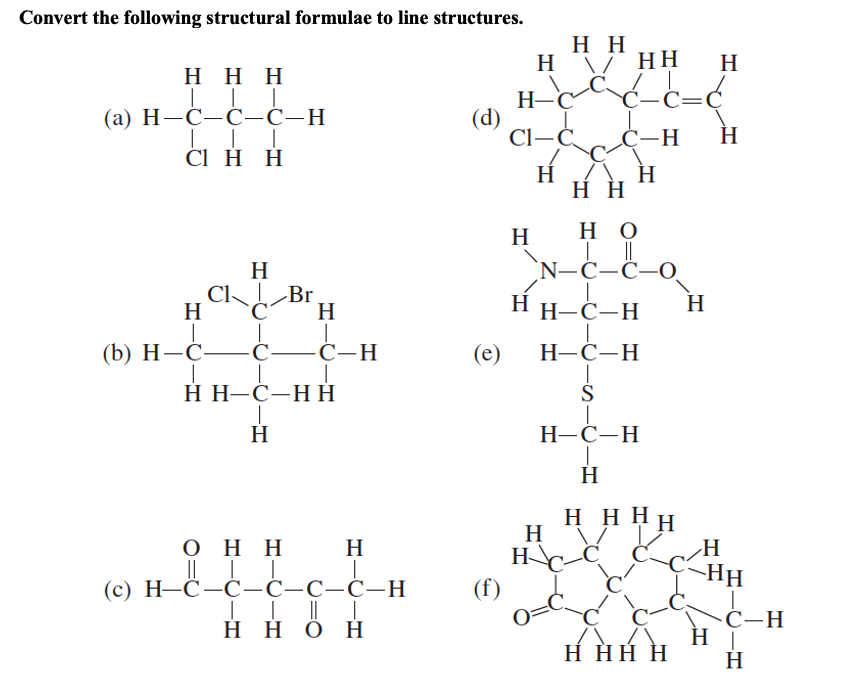 Solved Convert the following structural formulae to line | Chegg.com