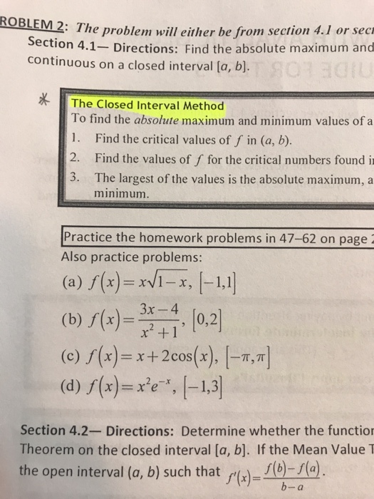 Solved Find the absolute maximum and continuous on a closed | Chegg.com