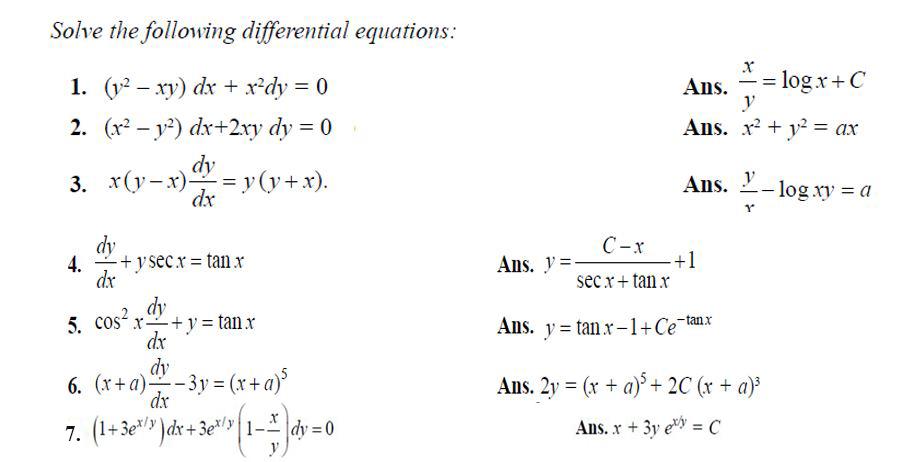 Solved Solve The Following Differential Equations 1 12 Chegg Com