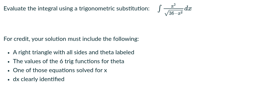 Solved Evaluate the integral using a trigonometric | Chegg.com