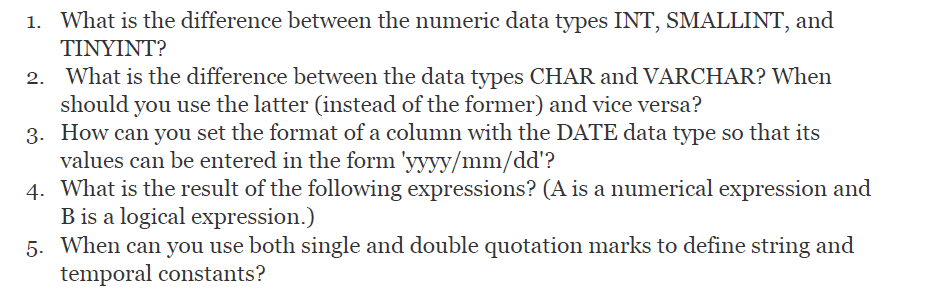 Solved 1. What is the difference between the numeric data | Chegg.com