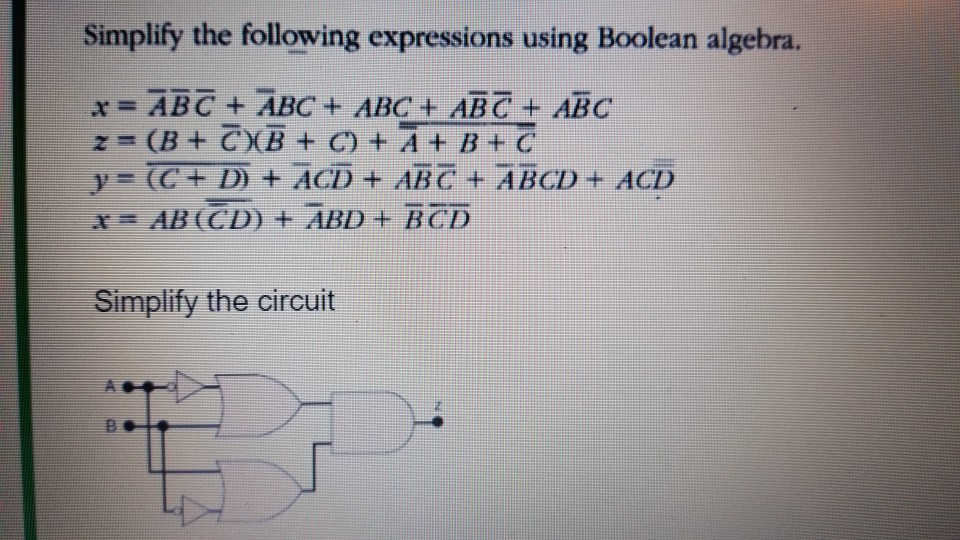 Solved Determine A Simplified Boolean Expression For X In Cheggcom Images