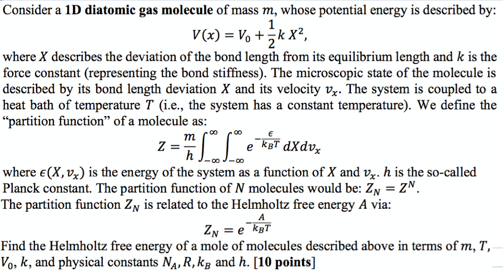 Solved Consider A 1d Diatomic Gas Molecule Of Mass M Who Chegg Com