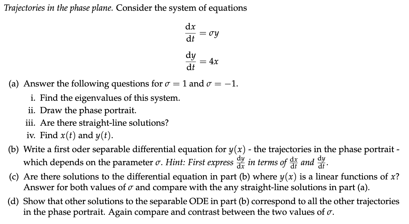 Solved Trajectories in the phase plane. Consider the system | Chegg.com