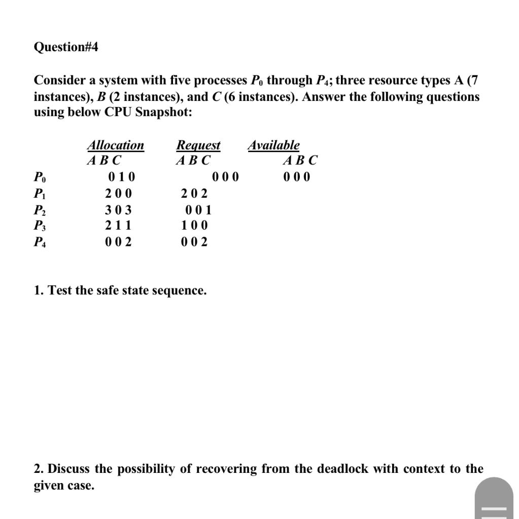 Solved Question#4 Consider A System With Five Processes P, | Chegg.com