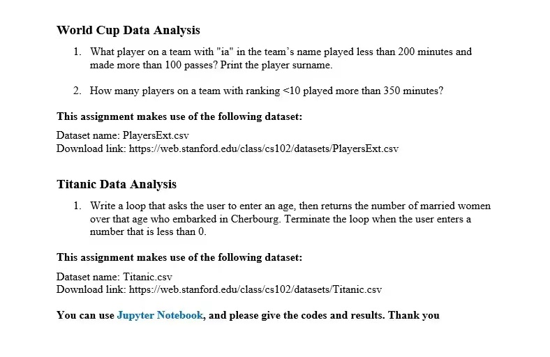 Solved World Cup Data Analysis 1. What player on a team with