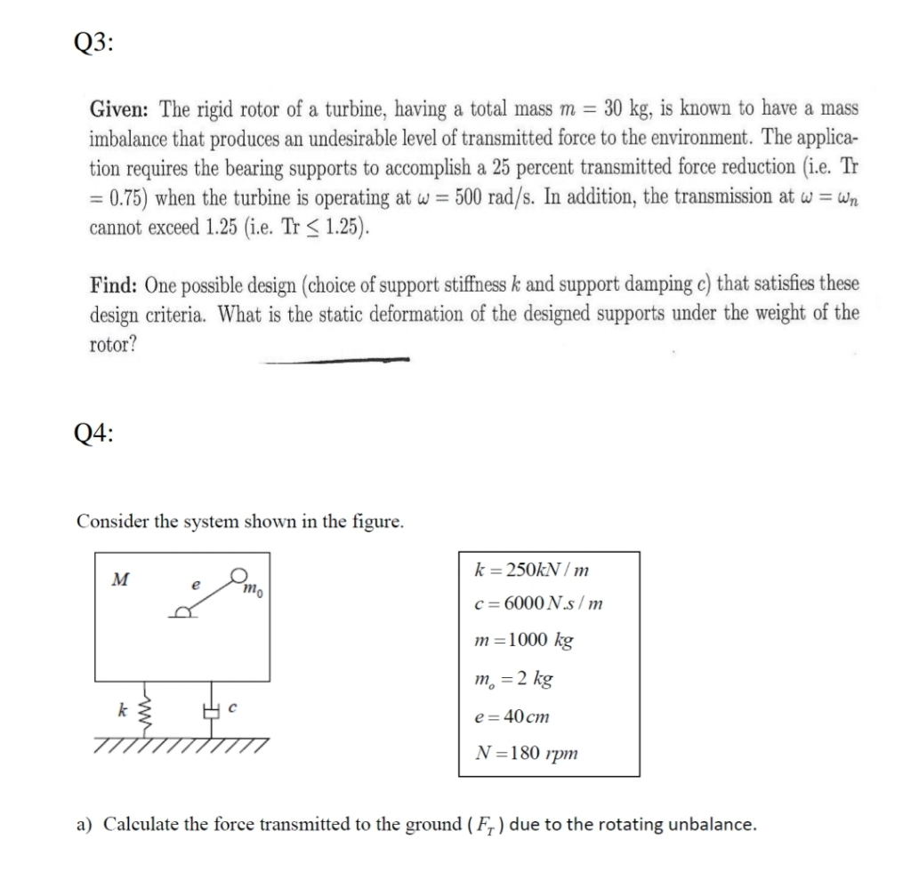 Solved Q3: Given: The Rigid Rotor Of A Turbine, Having A | Chegg.com