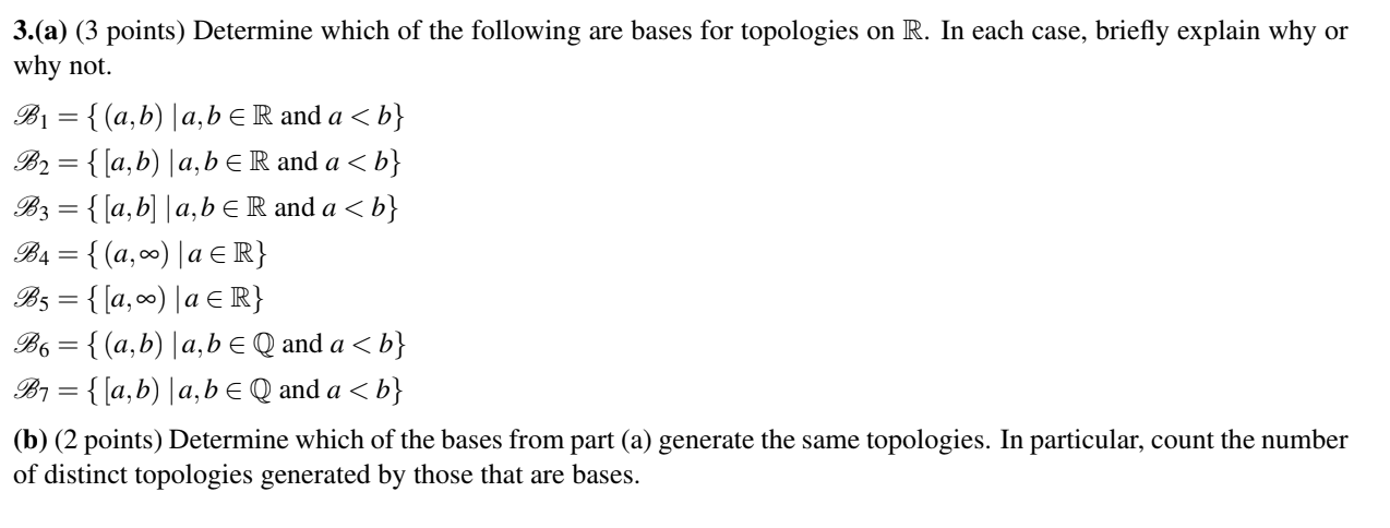 Solved For a topology class I'm struggling in. Please show | Chegg.com