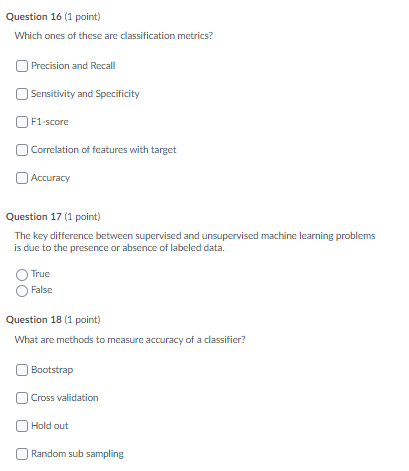 Solved Question 3 (1 point) Which of the following are | Chegg.com