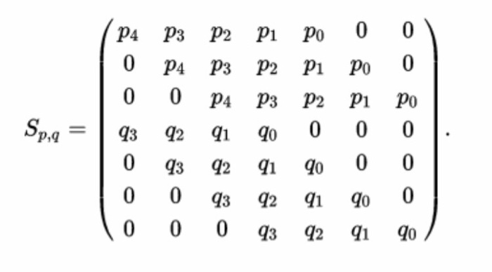 Solved Show how to derive a Sylvester Matrix where p=6 and | Chegg.com