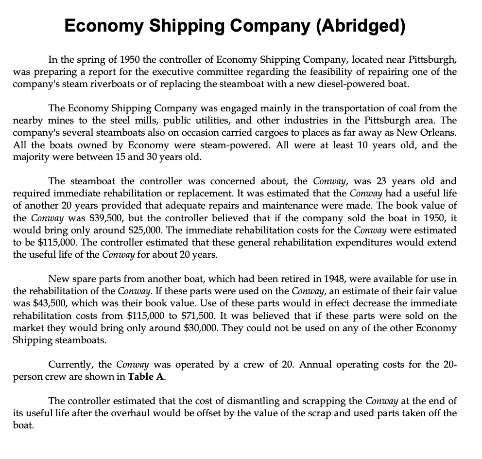 economy shipping company case solution