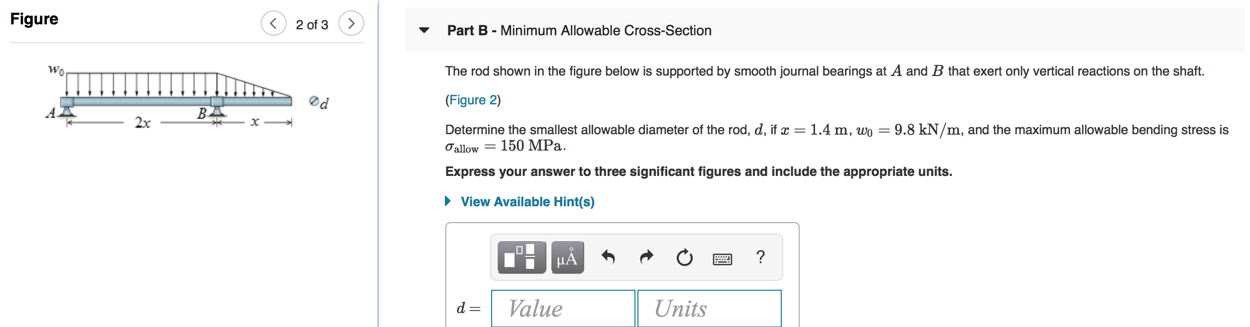 Solved Figure ©2 of 3 → Part B - Minimum Allowable | Chegg.com