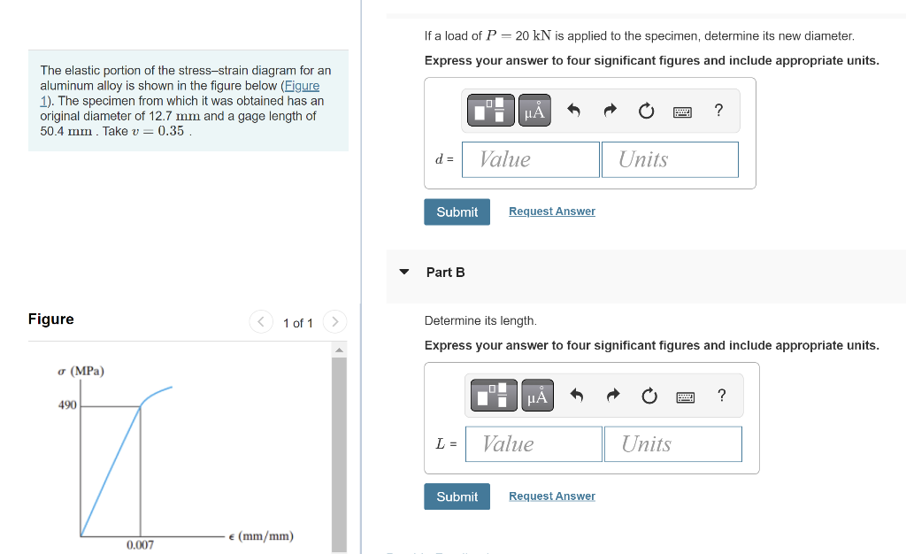 Solved If A Load Of P=20kN Is Applied To The Specimen, | Chegg.com