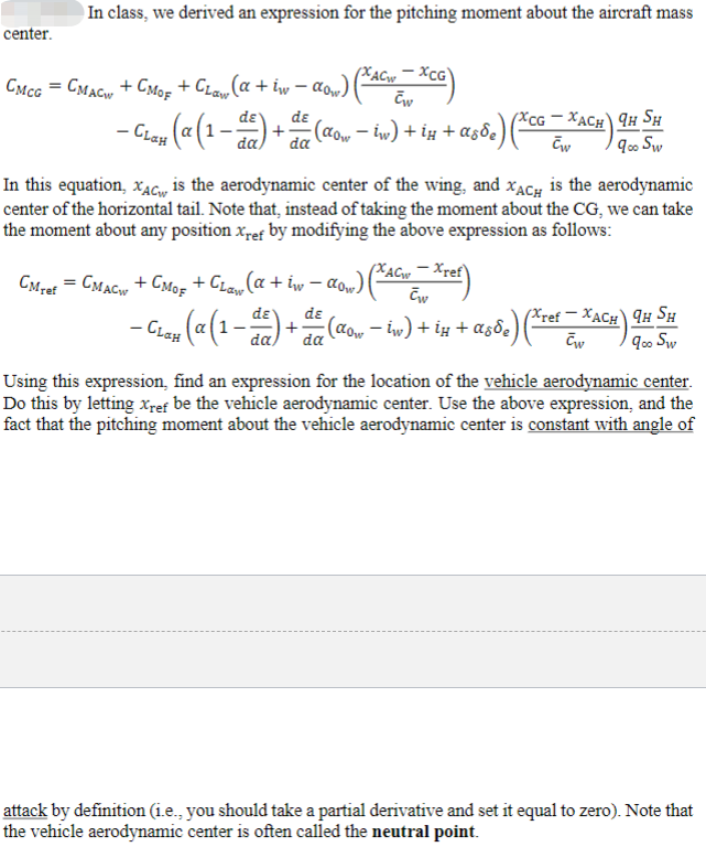 In class, we derived an expression for the pitching | Chegg.com