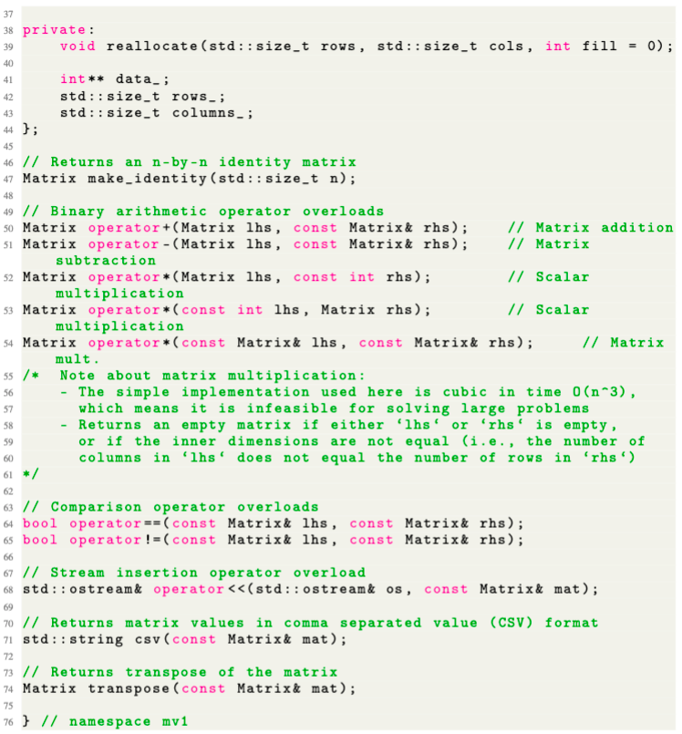 Solved Problem on C++ Class: Below is a sample header file | Chegg.com