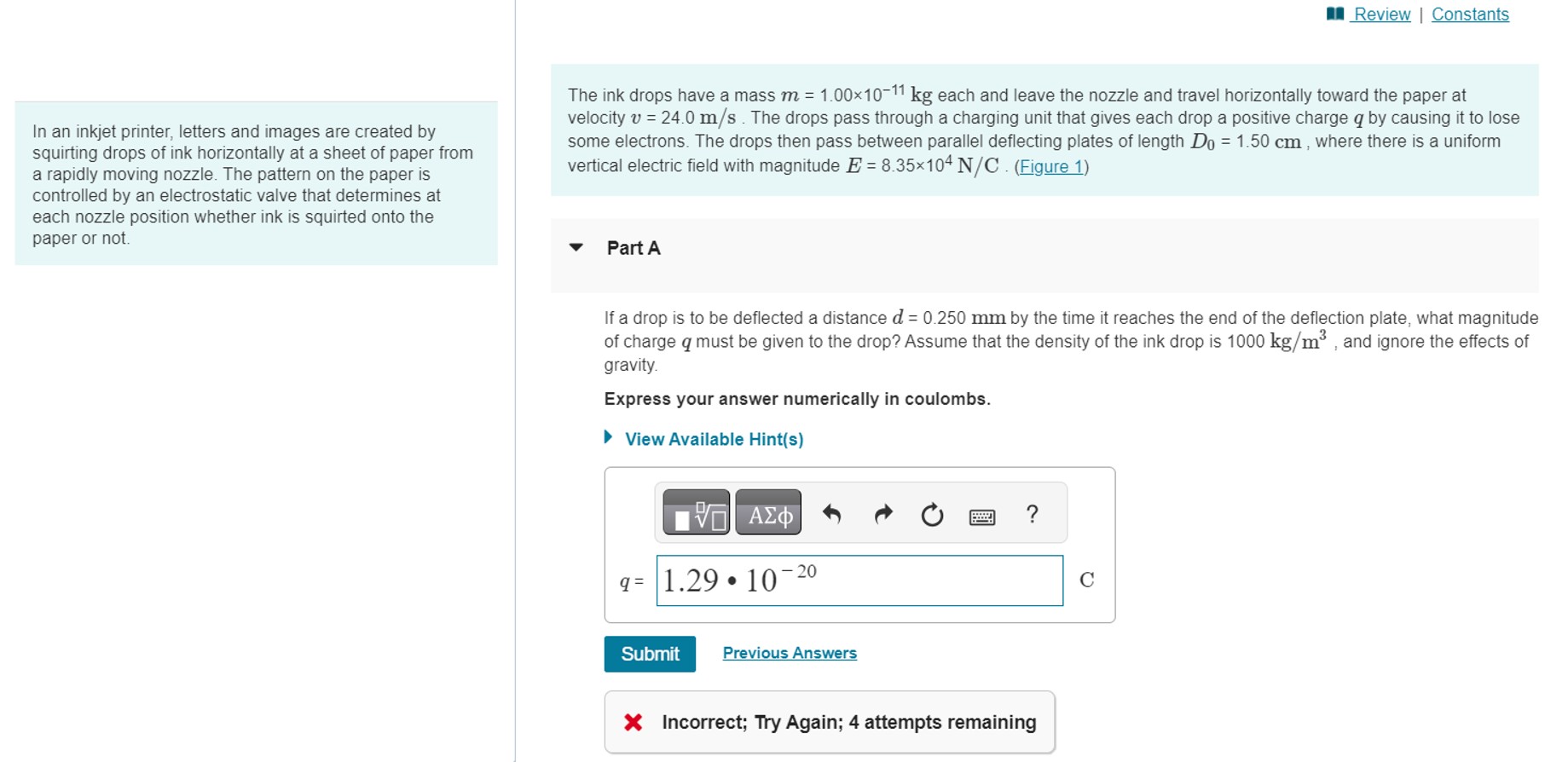 Solved In an inkjet printer, letters and images are created | Chegg.com
