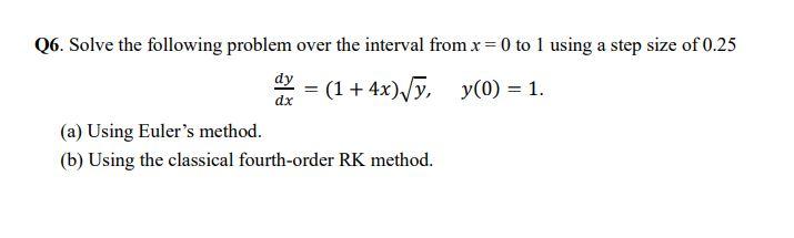 Solved Q6. Solve the following problem over the interval | Chegg.com