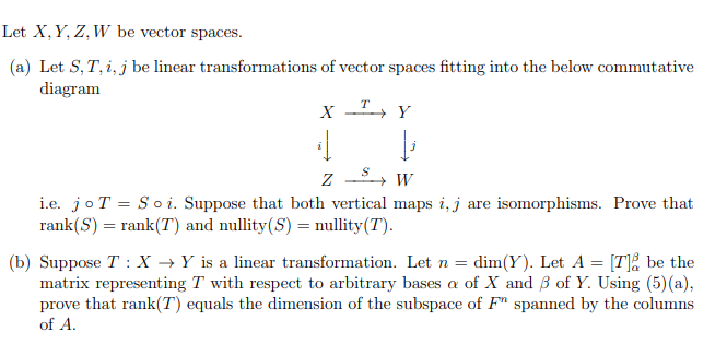 Solved Let X Y Z W Be Vector Spaces A Let S T I J Chegg Com