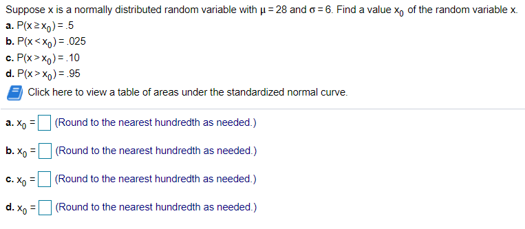 Solved Suppose x is a normally distributed random variable | Chegg.com