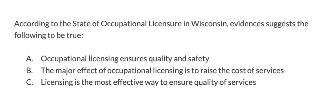 Solved According To The State Of Occupational Licensure In | Chegg.com