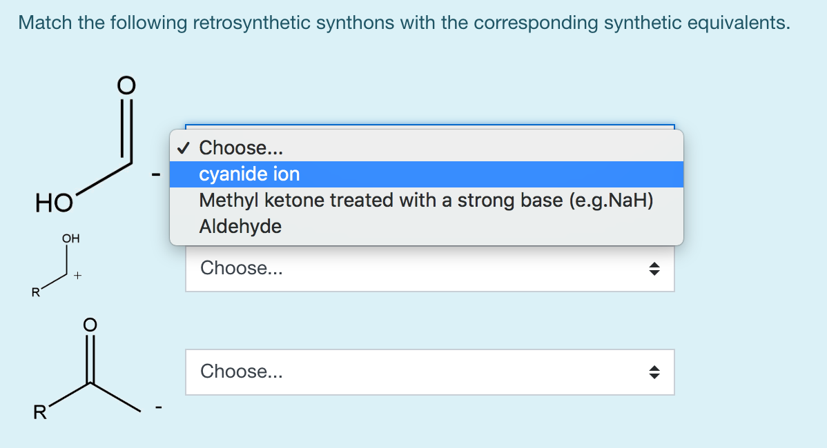 Solved Match The Following Retrosynthetic Synthons With The | Chegg.com