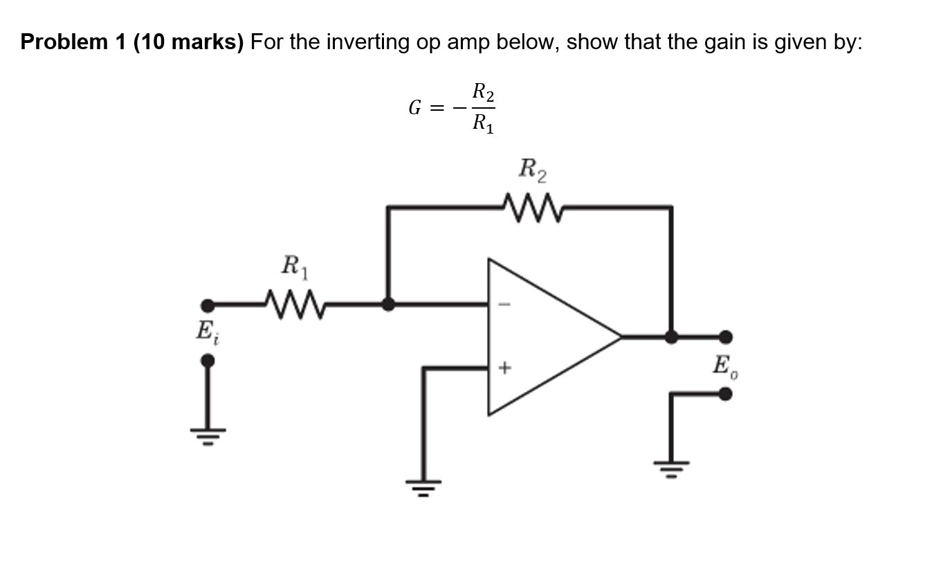 Solved Problem 1 (10 marks) For the inverting op amp below, | Chegg.com