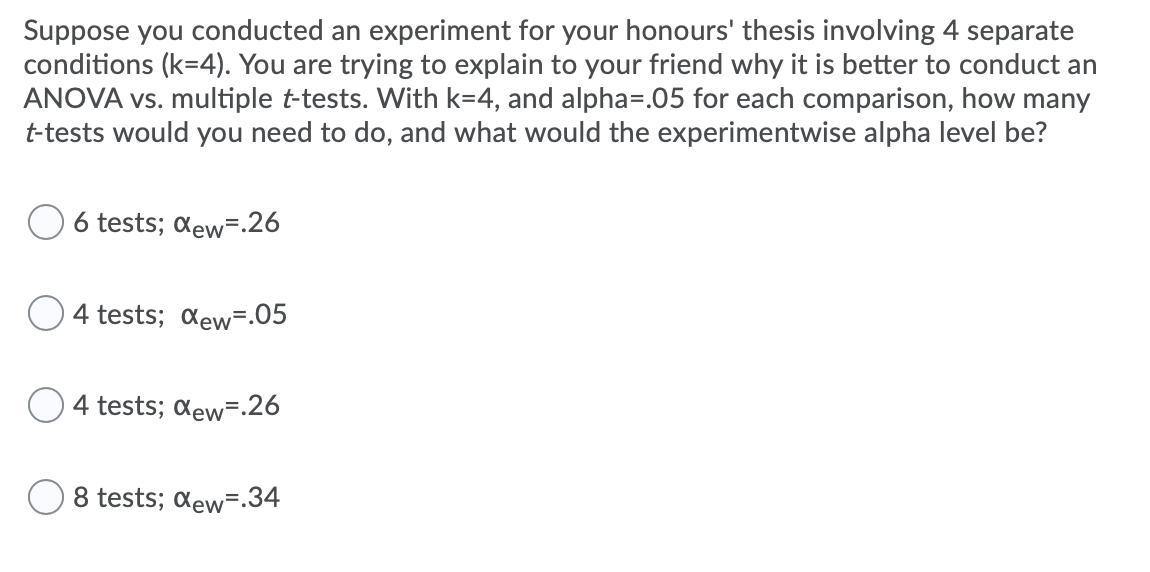 Solved Suppose you conducted an experiment for your honours' | Chegg.com