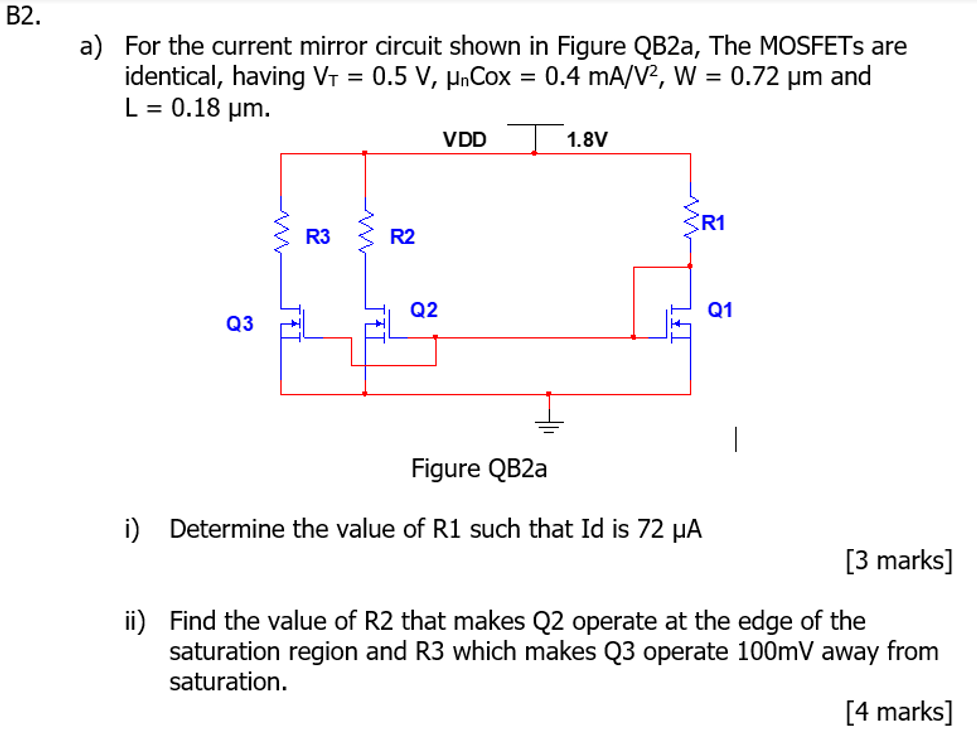 Solved B2. a) For the current mirror circuit shown in Figure | Chegg.com