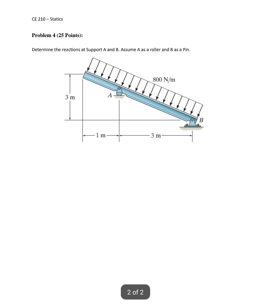 Solved Determine The Reactions At Support A And B. Assume A | Chegg.com