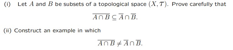 Solved (i) Let A And B Be Subsets Of A Topological Space | Chegg.com