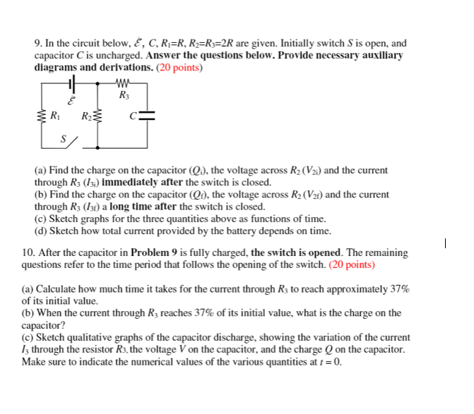 Solved 9 In The Circuit Below E C R R R Rs 2r Are Gi Chegg Com