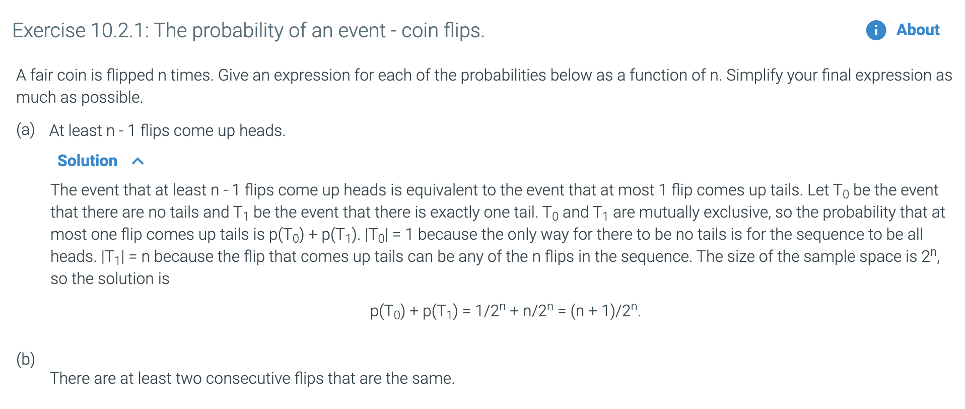 Solved Exercise 10.2.1: The Probability Of An Event - Coin | Chegg.com