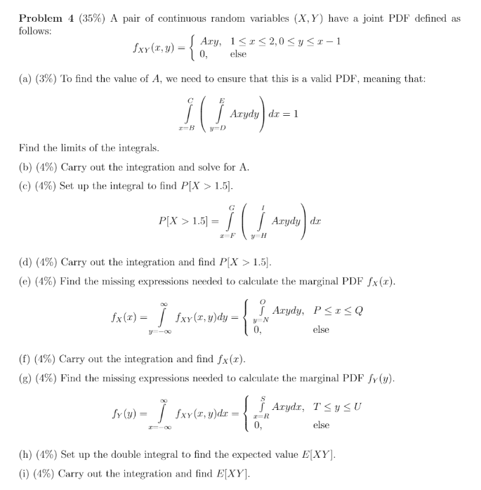 Solved Problem 4 35 A Pair Of Continuous Random Variab Chegg Com