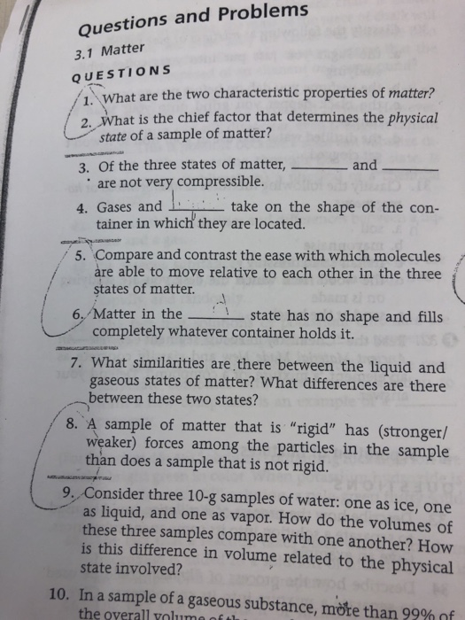 Solved Questions and Problems 3.1 Matter QUESTIONS 1. What | Chegg.com