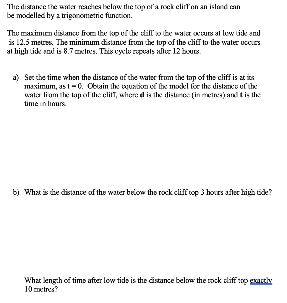 Solved The distance the water reaches below the top of a | Chegg.com