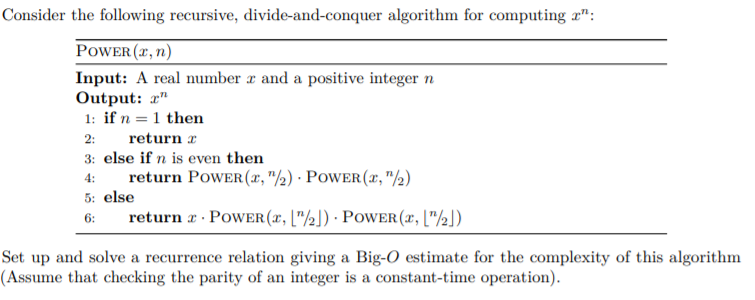 Solved Consider the following recursive, divide-and-conquer | Chegg.com