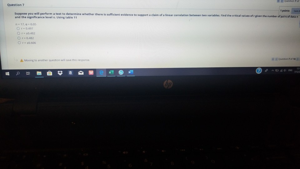 Solved Question 7 of Question 7 1 points Save A Suppose you | Chegg.com